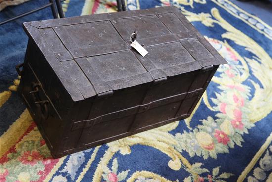 An 18th century German Armada chest, W.2ft 5in. D.1ft 4in. H.1ft 2in.